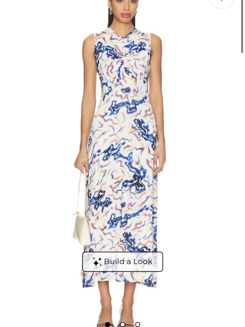 NWT ULLA JOHNSON Sleeveless Marble Print Maxi Dress in White and Blue